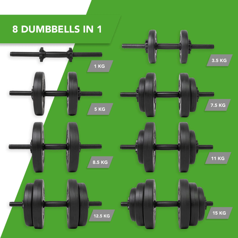 Tunturi 15kg Vinyl Dumbbell Set (6)