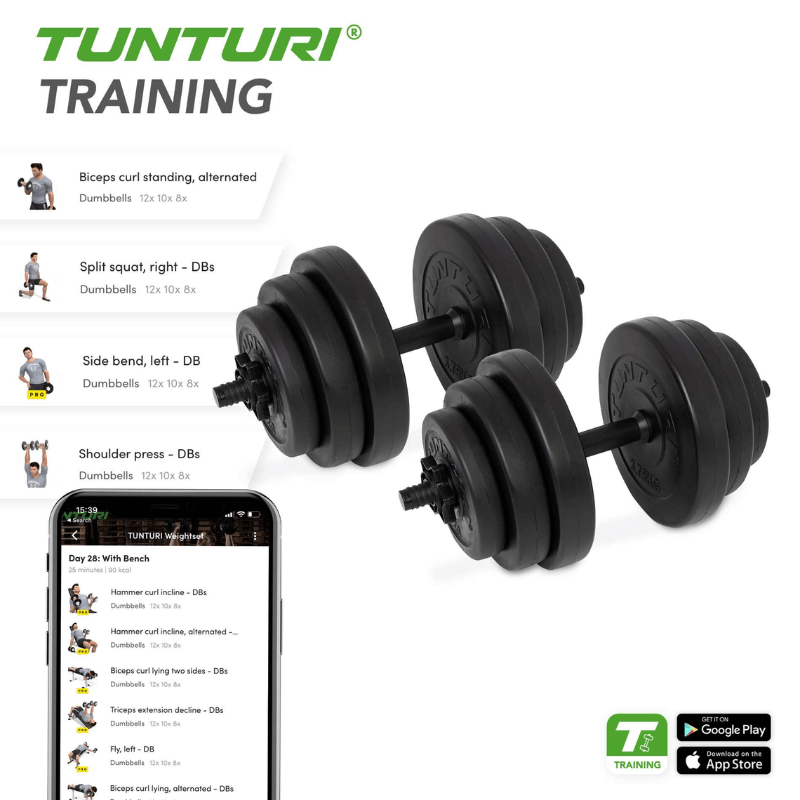 Tunturi 28kg Vinyl Dumbbell Set (2)