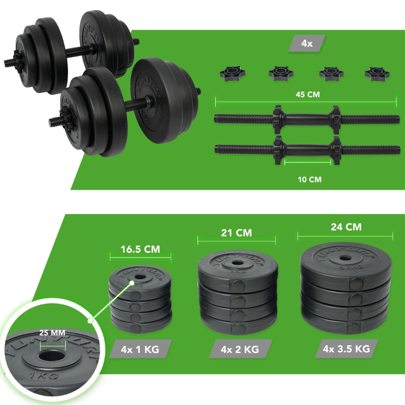 Tunturi 28kg Vinyl Dumbbell Set (3)